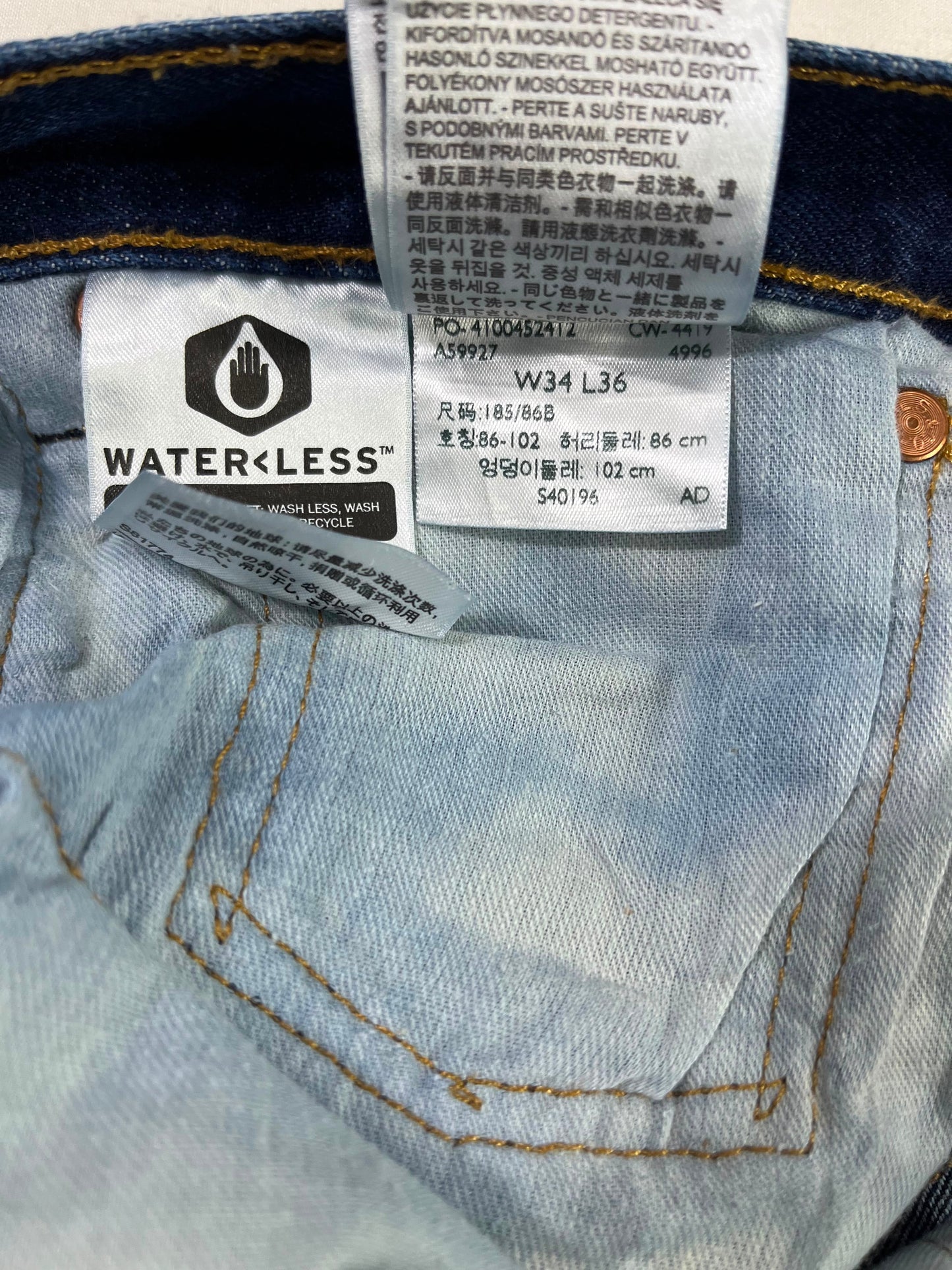 JEANS LEVI'S 501 ORIGINAL FIT AZUL Talla W34 L36