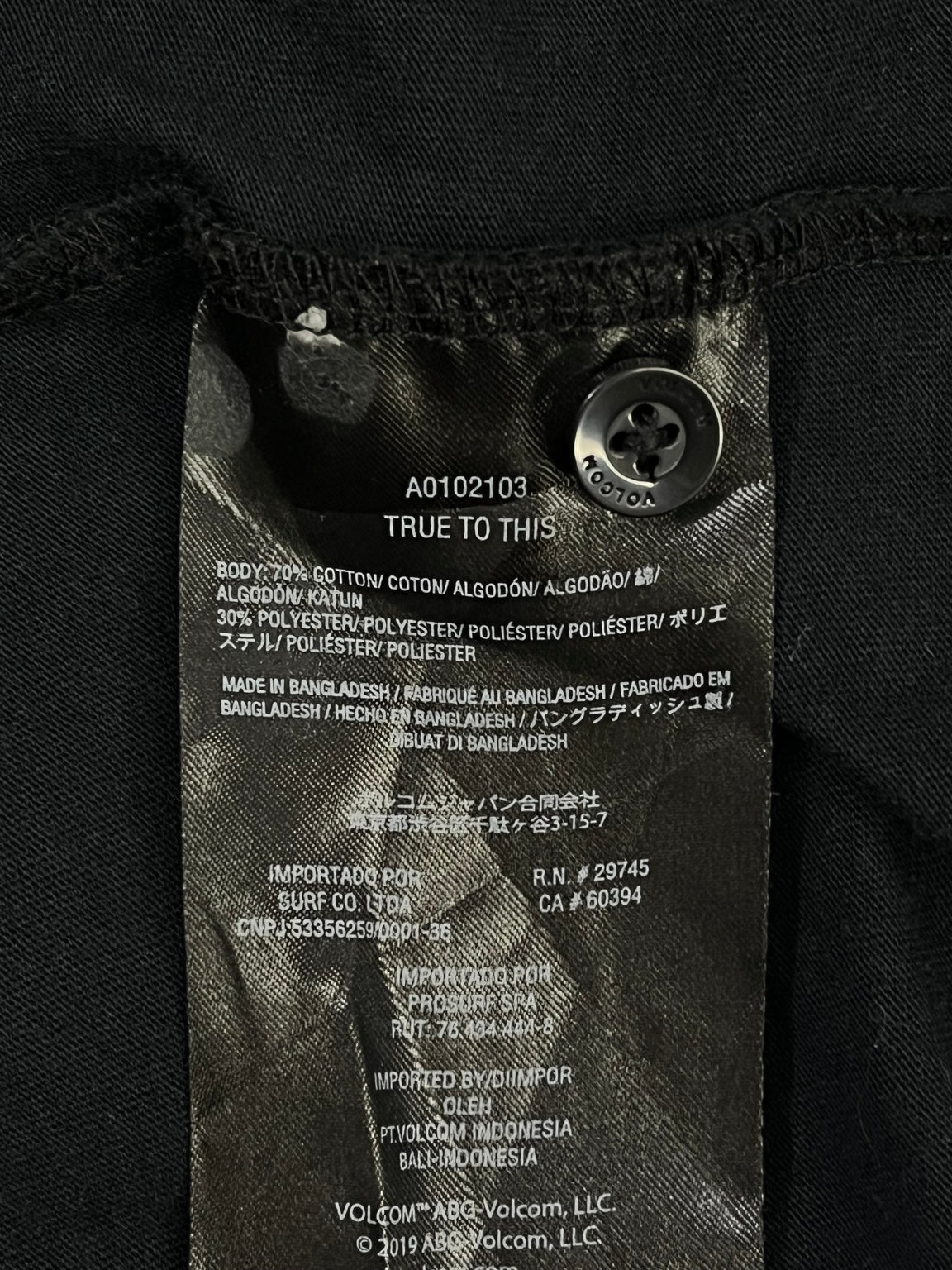 Etiqueta original composición 70% algodón 30% poliéster